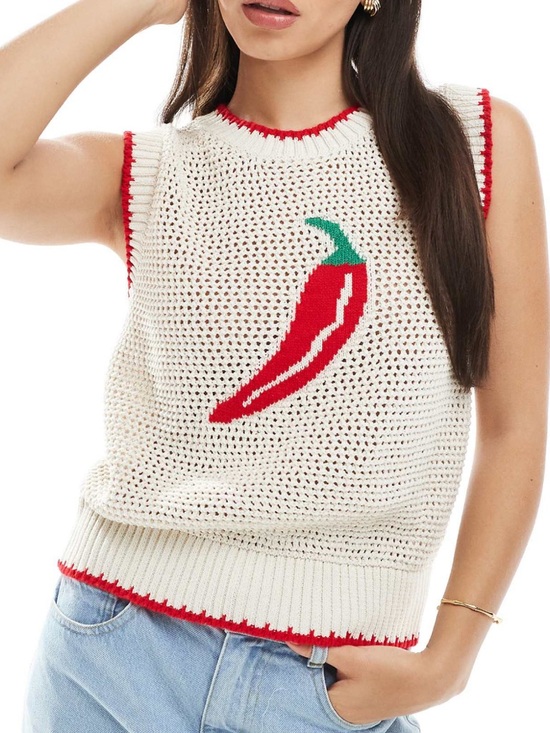ASOS Sweaters - NWOT ASOS Sweater Knit Top in Chili Print